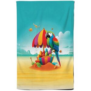 Warren Reed - Designer Parrot On A Beach Holiday Tea Towel in Yellow Yellow Warren Reed - Designer Parrot On A Beach Holiday Tea Towel in Yellow Yellow