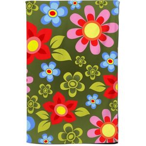 Warren Reed - Designer Red & Blue Flowers Tea Towel in Green Green Warren Reed - Designer Red & Blue Flowers Tea Towel in Green Green