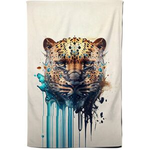 Warren Reed - Designer Leapoard Face Splashart On Light Background Tea Towel in Yellow Yellow Warren Reed - Designer Leapoard Face Splashart On Light Background Tea Towel in Yellow Yellow