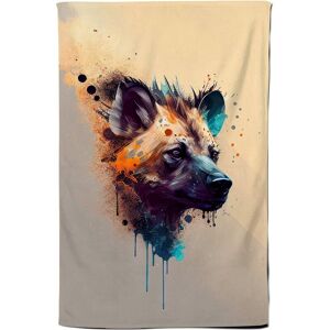 Warren Reed - Designer Hyena Face Splashart Light Background Tea Towel in Brown Brown Warren Reed - Designer Hyena Face Splashart Light Background Tea Towel in Brown Brown
