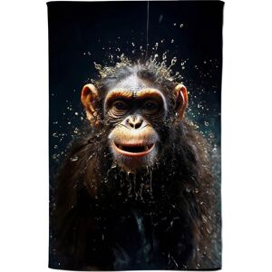 Warren Reed - Designer Realistic Monkey Face Splashart Tea Towel in Black Black Warren Reed - Designer Realistic Monkey Face Splashart Tea Towel in Black Black