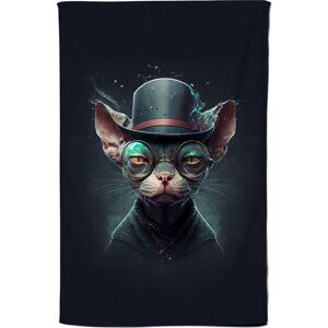 Warren Reed - Designer Sphynx Cat With Glases Splashart Tea Towel Multicolor Warren Reed - Designer Sphynx Cat With Glases Splashart Tea Towel Multicolor