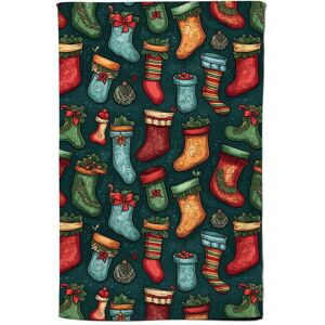 Warren Reed - Designer Christmas Stockings Tea Towel in Green Green Warren Reed - Designer Christmas Stockings Tea Towel in Green Green