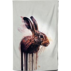 Warren Reed - Designer Hare Face Splashart Tea Towel in Brown Brown Warren Reed - Designer Hare Face Splashart Tea Towel in Brown Brown