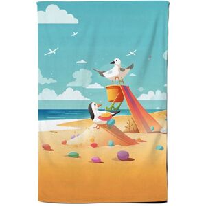 Warren Reed - Designer Seagulls On A Beach Holiday Tea Towel in Yellow Yellow Warren Reed - Designer Seagulls On A Beach Holiday Tea Towel in Yellow Yellow