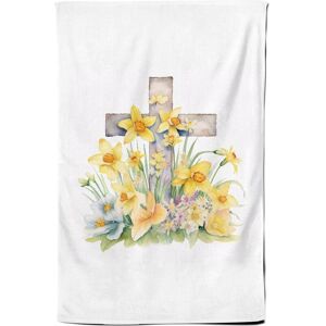 Warren Reed - Designer Boho Watercolour, Easter Cross with Daffodils Tea Towel Multicolor Warren Reed - Designer Boho Watercolour, Easter Cross with Daffodils Tea Towel Multicolor
