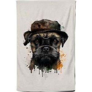 Warren Reed - Designer Border Terrier Dog With Glasses Splashart Tea Towel Multicolor Warren Reed - Designer Border Terrier Dog With Glasses Splashart Tea Towel Multicolor