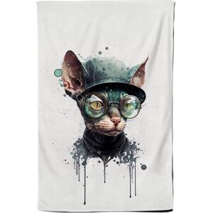 Warren Reed - Designer Cornish Rex Cat Splashart Tea Towel Multicolor Warren Reed - Designer Cornish Rex Cat Splashart Tea Towel Multicolor