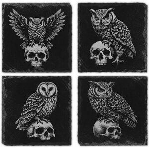 Bad Zebedee Dark Owl & Skull Engraved Natural Slate Coasters in Black Size: 4 Pack Black 4 Pack Bad Zebedee Dark Owl & Skull Engraved Natural Slate Coasters in Black Size: 4 Pack Black 4 Pack