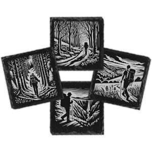 Bad Zebedee Hiking Scenes Engraved Natural Slate Coasters in Black Size: 4 Pack Black 4 Pack Bad Zebedee Hiking Scenes Engraved Natural Slate Coasters in Black Size: 4 Pack Black 4 Pack