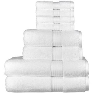 CHRISTY 'Supreme Hygro' Luxury 100% Supima Cotton 8 Piece Towel Sets in White White CHRISTY 'Supreme Hygro' Luxury 100% Supima Cotton 8 Piece Towel Sets in White White