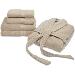 CHRISTY Women's Supreme Robe & Supima® Cotton Robe & Towel Gift Set in Beige Size: Medium Beige M CHRISTY Women's Supreme Robe & Supima® Cotton Robe & Towel Gift Set in Beige Size: Medium Beige M