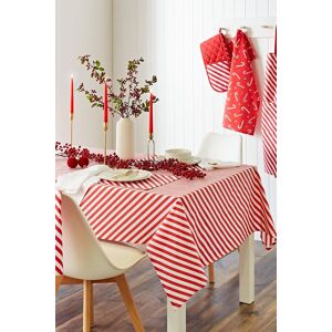 Catherine Lansfield Christmas Candy Cane' Cotton 137x178cm Table Cloth in Red Size: 137x178 cm Red 137x178 cm Catherine Lansfield Christmas Candy Cane' Cotton 137x178cm Table Cloth in Red Size: 137x178 cm Red 137x178 cm