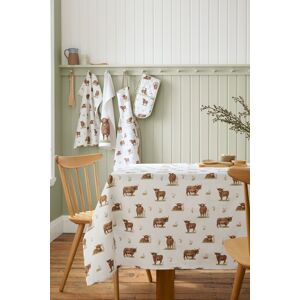 Catherine Lansfield 'Angus Highland Cow' Cotton 137x229cm Table Cloth in Natural Size: 137x229 cm Natural 137x229 cm Catherine Lansfield 'Angus Highland Cow' Cotton 137x229cm Table Cloth in Natural Size: 137x229 cm Natural 137x229 cm