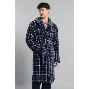 Tokyo Laundry Men's Hooded Check Dressing Gown in Navy Size: Large Navy L Tokyo Laundry Men's Hooded Check Dressing Gown in Navy Size: Large Navy L