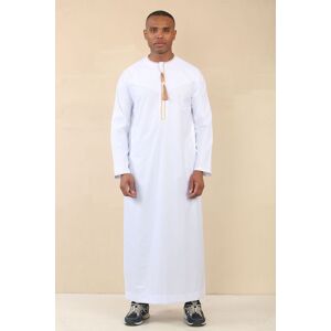 Thobez Men's Thobe Emirati Omani Jubba Islamic Clothing Muslim Kaftan Eid Robe Arab Gold Tassel Embroidery in White Size: 60R White 60R Thobez Men's Thobe Emirati Omani Jubba Islamic Clothing Muslim Kaftan Eid Robe Arab Gold Tassel Embroidery in White Size: 60R White 60R