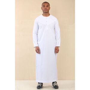 Thobez Men's Thobe Emirati Omani Jubba Islamic Clothing Muslim Kaftan Eid Robe Arab Gold Embroidery in White Size: 52R White 52R Thobez Men's Thobe Emirati Omani Jubba Islamic Clothing Muslim Kaftan Eid Robe Arab Gold Embroidery in White Size: 52R White 52R