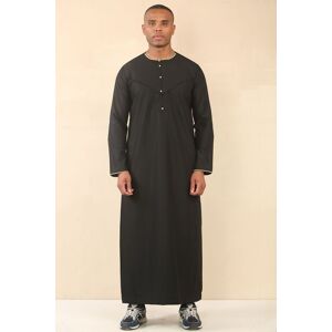 Thobez Men's Thobe Emirati Omani Jubba Islamic Clothing Muslim Kaftan Eid Robe Arab Gold Embroidery in Black Size: 60R Black 60R Thobez Men's Thobe Emirati Omani Jubba Islamic Clothing Muslim Kaftan Eid Robe Arab Gold Embroidery in Black Size: 60R Black 60R