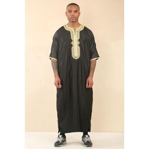 Thobez Men's Moroccan Thobe Gandoura Short Sleeve Jubba Islamic Clothing Kaftan Eid Robe Arab Embroidery in Gold Size: 60R Gold 60R Thobez Men's Moroccan Thobe Gandoura Short Sleeve Jubba Islamic Clothing Kaftan Eid Robe Arab Embroidery in Gold Size: 60R Gold 60R