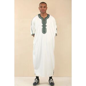 Thobez Men's Moroccan Thobe Gandoura Short Sleeve Jubba Islamic Clothing Kaftan Eid Robe Arab Embroidery in White Size: 60R White 60R Thobez Men's Moroccan Thobe Gandoura Short Sleeve Jubba Islamic Clothing Kaftan Eid Robe Arab Embroidery in White Size: 60R White 60R