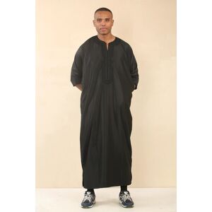 Thobez Men's Moroccan Thobe Gandoura Short Sleeve Jubba Islamic Clothing Kaftan Eid Robe Arab Embroidery in Black Size: 60R Black 60R Thobez Men's Moroccan Thobe Gandoura Short Sleeve Jubba Islamic Clothing Kaftan Eid Robe Arab Embroidery in Black Size: 60R Black 60R