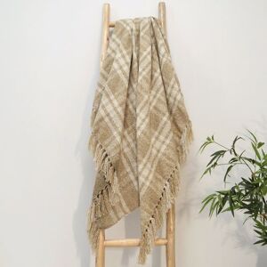 Allure Bath Fashions Chenille Checked Tartan Throw Blanket in Natural Size: 125 cm x 150 cm Natural 125 cm x 150 cm Allure Bath Fashions Chenille Checked Tartan Throw Blanket in Natural Size: 125 cm x 150 cm Natural 125 cm x 150 cm