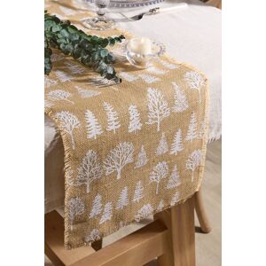 Dibor Natural Jute Tree Print Dining Table Runner Table Cloth 220cm in Beige Size: XL Beige XL Dibor Natural Jute Tree Print Dining Table Runner Table Cloth 220cm in Beige Size: XL Beige XL
