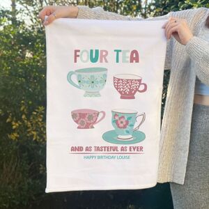 Afewhometruths Personalised Four Tea 40th birthday gift tea towel in White Size: 600mm White 600mm Afewhometruths Personalised Four Tea 40th birthday gift tea towel in White Size: 600mm White 600mm