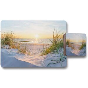 Benjamin Tate Design sunset at the baltic sea beach placemat coaster set in Natural Natural Benjamin Tate Design sunset at the baltic sea beach placemat coaster set in Natural Natural