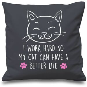 60 SECOND MAKEOVER Grey Cushion Cover Cat I Work Hard So My Cat Can have A Better Life 16" x 16" Mum Friend Gift Decorative Size: 40 cm x 40 cm Grey 40 cm x 40 cm 60 SECOND MAKEOVER Grey Cushion Cover Cat I Work Hard So My Cat Can have A Better Life 16" x 16" Mum Friend Gift Decorative Size: 40 cm x 40 cm Grey 40 cm x 40 cm