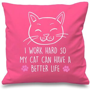 60 SECOND MAKEOVER Pink Cushion Cover Cat I Work Hard So My Cat Can have A Better Life 16" x 16" Mum Friend Gift Decorative Size: 40 cm x 40 cm Pink 40 cm x 40 cm 60 SECOND MAKEOVER Pink Cushion Cover Cat I Work Hard So My Cat Can have A Better Life 16" x 16" Mum Friend Gift Decorative Size: 40 cm x 40 cm Pink 40 cm x 40 cm