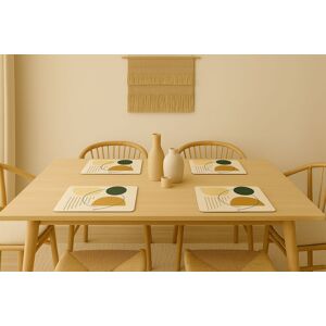Mafett Set of 4 Minimalist Boho Hardboard Placemat Abstract Wooden Dining Mat in White White Mafett Set of 4 Minimalist Boho Hardboard Placemat Abstract Wooden Dining Mat in White White