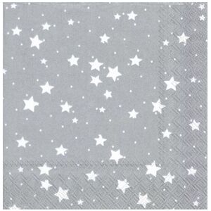 IHR Ideal Home Range Silver Star Lunch Napkins 20pk Silver IHR Ideal Home Range Silver Star Lunch Napkins 20pk Silver