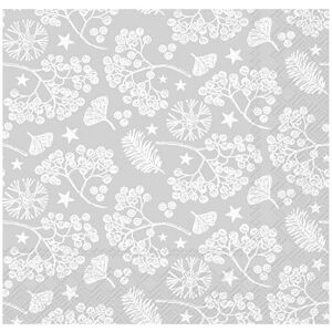 IHR Ideal Home Range Bright Winter Branches Silver Lunch Napkins 20pk Silver IHR Ideal Home Range Bright Winter Branches Silver Lunch Napkins 20pk Silver