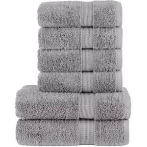 Berkfield Home 6 Piece Premium Towel Set SOLUND Grey 600 gsm Grey Berkfield Home 6 Piece Premium Towel Set SOLUND Grey 600 gsm Grey