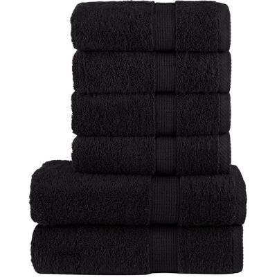 Berkfield Home 6 Piece Premium Towel Set SOLUND Black 600 gsm Black Berkfield Home 6 Piece Premium Towel Set SOLUND Black 600 gsm Black