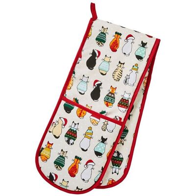 Ulster Weavers 'Christmas Cats in Waiting' Animal Print Double Oven Glove in Red Red Ulster Weavers 'Christmas Cats in Waiting' Animal Print Double Oven Glove in Red Red