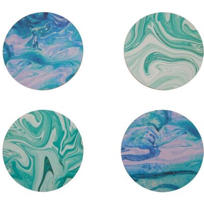 Orsina Stylish Set Of 4 Marble Wave Print Cork Coasters, Round Design Set Of 4 Coasters, Durable Kitchen Coasters Multicolor Orsina Stylish Set Of 4 Marble Wave Print Cork Coasters, Round Design Set Of 4 Coasters, Durable Kitchen Coasters Multicolor