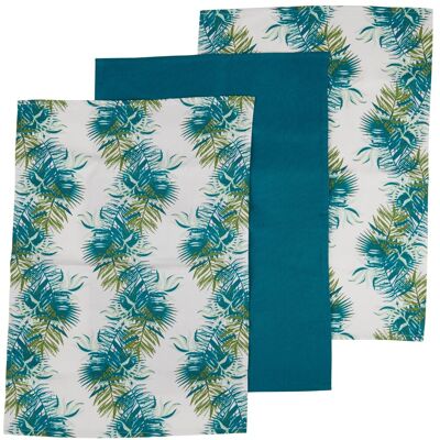Premier Housewares Set of 3 Winter Palm Cotton Tea Towels - Tea Towels Premier Housewares Set of 3 Winter Palm Cotton Tea Towels - Tea Towels