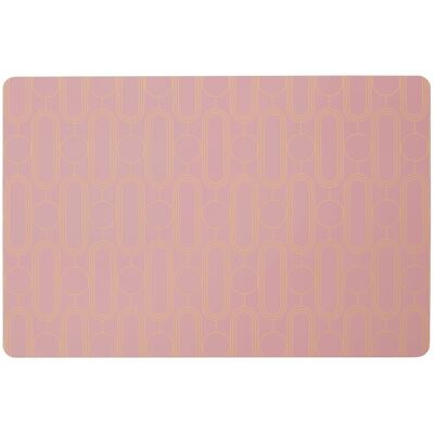 Orsina Set Of Four Blue Placemats, Contemporary Heat Resistant Dining Mats, Stylish Stainless Steel Foil Accent in Pink Pink Orsina Set Of Four Blue Placemats, Contemporary Heat Resistant Dining Mats, Stylish Stainless Steel Foil Accent in Pink Pink