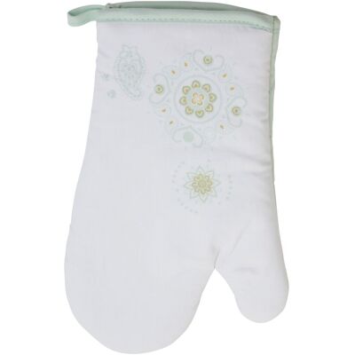 Orsina Spiral Single Oven Glove, Heat-Resistant Quilted Fabric With Elegant Paisley Pattern, Protects Hands in White White Orsina Spiral Single Oven Glove, Heat-Resistant Quilted Fabric With Elegant Paisley Pattern, Protects Hands in White White