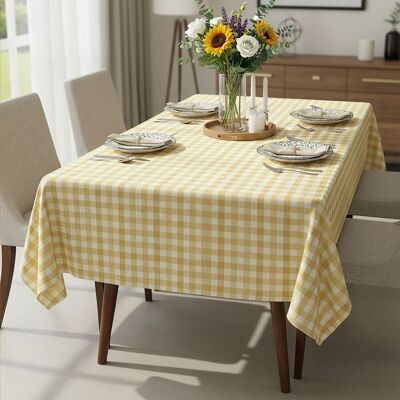 Orsina Pink & Poppy Striped Tablecloth, 100% Cotton Dining Table Cover, Highly Absorbent Cotton Tablecloth in Yellow Yellow Orsina Pink & Poppy Striped Tablecloth, 100% Cotton Dining Table Cover, Highly Absorbent Cotton Tablecloth in Yellow Yellow