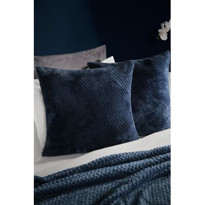 OHS 2 Pack of Waffle Fleece Square Cushion Covers in Navy Size: 45 cm x 45 cm Navy 45 cm x 45 cm OHS 2 Pack of Waffle Fleece Square Cushion Covers in Navy Size: 45 cm x 45 cm Navy 45 cm x 45 cm