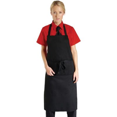 Dennys Women's Polycotton Bib Workwear Apron Without Pocket in Black Black Dennys Women's Polycotton Bib Workwear Apron Without Pocket in Black Black