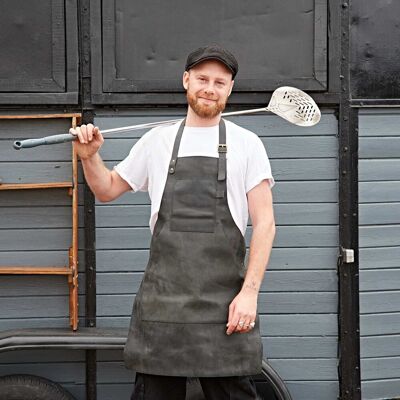 Paper High Buffalo Leather Apron in Black Black Paper High Buffalo Leather Apron in Black Black