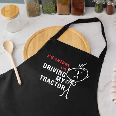 60 SECOND MAKEOVER Men's I'd Rather Be Driving My Tractor Black Apron Black 60 SECOND MAKEOVER Men's I'd Rather Be Driving My Tractor Black Apron Black