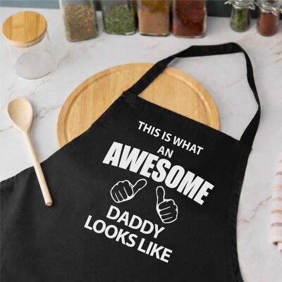 60 SECOND MAKEOVER Men's This Is What An Awesome Daddy Looks Like Black Apron Black 60 SECOND MAKEOVER Men's This Is What An Awesome Daddy Looks Like Black Apron Black