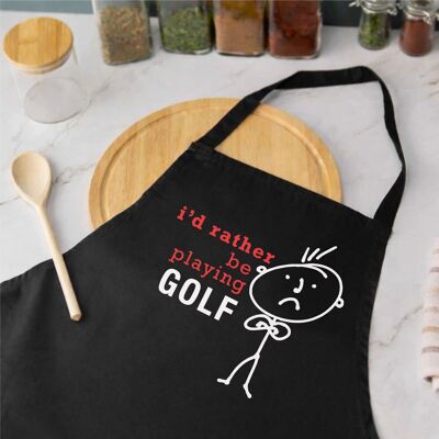 60 SECOND MAKEOVER Men's I'd Rather Be Playing Golf Apron in Black Black 60 SECOND MAKEOVER Men's I'd Rather Be Playing Golf Apron in Black Black