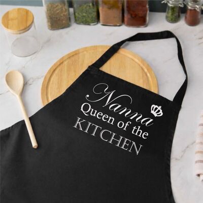 60 SECOND MAKEOVER Women's Nanna Queen Of The Kitchen Black Apron Black 60 SECOND MAKEOVER Women's Nanna Queen Of The Kitchen Black Apron Black