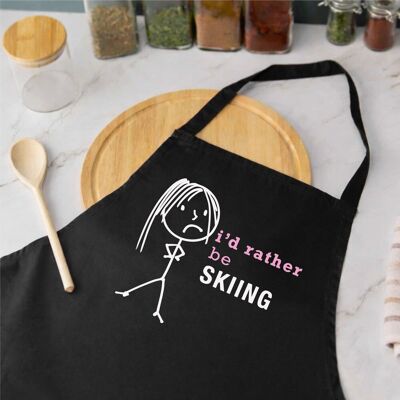 60 SECOND MAKEOVER Women's I'd Rather Be Skiing Apron in Black Black 60 SECOND MAKEOVER Women's I'd Rather Be Skiing Apron in Black Black